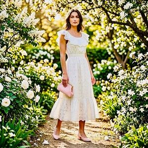GAP Cream Eyelet Maxi Dress